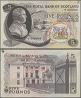 Scotland: The Royal Bank of Scotland 5 Pounds 1966 color trial SPECIMEN, P.328cts, zero serial number, punch hole cancellation and red overprint “Spec...