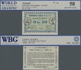 Senegal: Gouvernement Général de l'Afrique Occidentale Française 0,50 Franc 1917, P.1c, almost perfect condition with a tiny pinhole, WBG graded 58 Ab...
