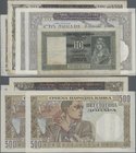 Serbia: Nice set with 10 banknotes of the 1941 issue with 10 Dinara 1941 P.22 (F-), 3x 100 Dinara 1941 two of them with stamp and postal stamp P.23 (a...