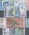 Serbia: Set with 6 banknotes of the 2003 – 2005 issue with 2x 100, 500, 2x 1000 and 5000 Dinara, P.40, 41a,b, 42a, 43a, 44a,b, 45, all in perfect UNC ...