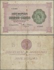 Seychelles: Government of Seychelles 5 Rupees 1954, P.11a, still intact with rusty pinholes and several folds. Condition: F-/F
 [taxed under margin s...
