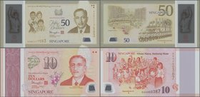 Singapore: Monetary Authority of Singapore set with 6 banknotes of the 2015 series commemorating 50 Years of Nation Building 1965-2015, P.56-61, all i...