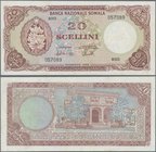 Somalia: Banca Nazionale Somala 20 Scellini 1968, P.11, still nice condition with a few minor spots and soft folds. Condition: F+
 [taxed under margi...