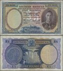 Southern Rhodesia: 5 Pounds October 1st 1945, P.11, still nice with lightly toned paper and several folds. Condition: F/F+. Highly Rare!
 [plus 19 % ...