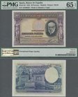 Spain: 50 Pesetas 1935 with serial number A6790567 in uncirculated condition, PMG graded 65 Gem Uncirculated EPQ
 [taxed under margin system]