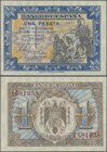 Spain: Banco de Espana1 Peseta 1940, P.121, unfolded and almost perfect with a tiny dint at lower left and right. Condition: aUNC/UNC
 [taxed under m...
