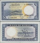 Sudan: 1 Sudanese Pound 1968, P.8e, great original shape with strong paper and bright colors, just a few soft folds and tiny spots at upper margin on ...