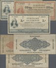 Suriname: Set with 3 banknotes 50 cent and 2x 1 Gulden 1942, P.104c, 105c in Condition: F/F- (3 pcs.)
 [taxed under margin system]