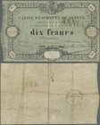 Switzerland: 10 Francs 1856, Caisse D'Escompte de Genève, P. S311, stamped ”Annulé”, used with several folds, several pinholes at left but no larger d...