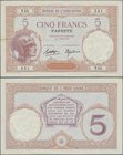 Tahiti: Banque de l'Indochine – Papeete 5 Francs ND(1927), P.11c, great condition with strong paper and bright colors, just a few folds and minor spot...