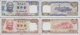 Taiwan: Pair with 500 and 1000 Yuan 1981, P.1987, 1988, both in aUNC condition. (2 pcs.)
 [taxed under margin system]