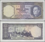 Turkey: 500 Lirasi L. 1930 (1966-1969) ”Atatürk” - 5th & 6th Issue, P.183, very nice note with a very soft vertical bend at center, otherwise perfect....