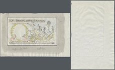 Uganda: Hand drawn colored sketch for a 10 Shillings banknote on parchment paper, P.NL, probably 1980's. Size: 14,3 x 8 cm. Very Rare and probably uni...