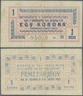 Ukraina: A Varosi Tanacs a varos Munkacs, 1 Korona 1919 P. NL, used with vertical and horizontal folds, no holes or tears, condition: F+.
 [taxed und...