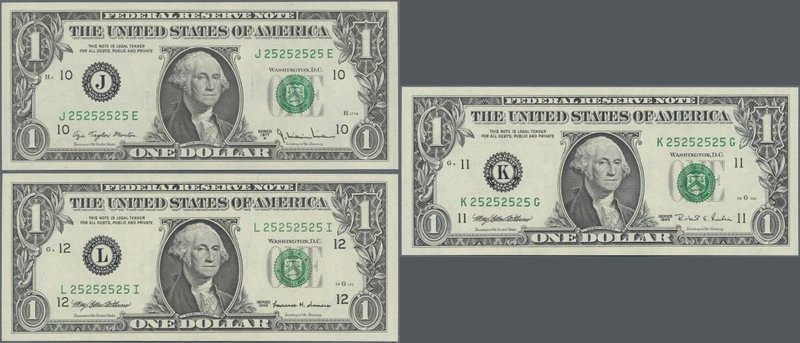 United States of America: Very interesting set with 3x 1 Dollar series 1977A, 19...
