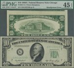 United States of America: 10 Dollars 1950A Fr#2011-G, misalignment ERROR on back, front side correctly printed, condition: PMG graded 45 Choice XF EPQ...