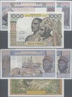West African States: Set with 3 banknotes comprising 1000 Francs ND letter “K” = SENEGAL P.703Km (aUNC/UNC), 5000 Francs 1981 letter “A” = IVORY COAST...