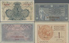 Yugoslavia: Kingdom of Serbs, Croats & Slovenes – Ministry of Finance, set with 9 banknotes, comprising ½, 1 Dinara and 25 Para 1919-21 and 2 – 80 Kru...