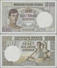 Yugoslavia: Kingdom of Yugoslavia 10.000 Dinara 1936, P.34, very popular and extraordinary rare banknote in excellent condition, just a tiny dint at u...