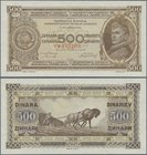 Yugoslavia: 500 Dinara 1946, P.66a without security thread and small numerals, tiny dint at upper right corner otherwise perfect: aUNC/UNC
 [taxed un...