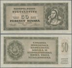 Yugoslavia: 50 Dinara 1950 unissued series, P.67U, tiny bend at upper left, otherwise perfect: Condition: aUNC
 [taxed under margin system]
