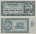 Yugoslavia: 5000 Dinara 1950 unissued series, P.67Y, tiny dint at upper left, otherwise perfect. Condition: aUNC. Highly Rare!
 [taxed under margin s...