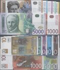 Yugoslavia: Lot with 7 banknotes of the 2000 – 2002 series with 10, 20, 50, 100, 200, 500, 1000 and 5000 Dinara, P.153-159, all in perfect UNC conditi...