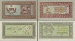 Yugoslavia: Istria, Fiume & Slovenian Coast pair with 500 and 1000 Lire 1945, P.R7, R8, both in almost perfect condition with tiny creases in the pape...