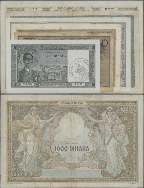 Yugoslavia: Italian Occupation of Montenegro set with 6 banknotes 10, 20, 50, 10...