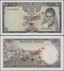 Zambia: Bank of Zambia 1 Kwacha ND(1968) SPECIMEN, P.5s in perfect UNC condition
 [taxed under margin system]