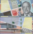 Testbanknoten: Test Note „100“ by Giesecke & Devrient with the portrait of Ludwig Mies van der Rohe, Director of the BAUHAUS in Dessau, with serial nu...