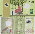 Testbanknoten: HYBRID Test Note ”100 little red ridinghood” on Durasafe substrate by Landqart Switzerland with different types of windows, intaglio pr...