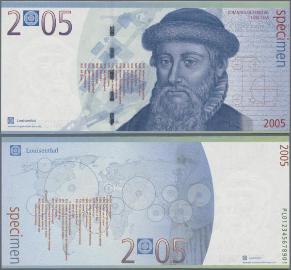 Testbanknoten: Test Note produced by Paper Mill Louisenthal, a subsidiary of Gie...