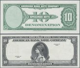 Testbanknoten: American Banknote Company 10 Dollars 1929 SPECIMEN intaglio printed Test Note in UNC condition. Rare!
 [plus 19 % VAT]