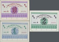 Romania: Set with 3 pcs. Notgeld TRANSIVANIA TICHET PENTRU with 1, 2 and 10 Lei, ND, P.NL in UNC condition. (3 pcs.)
 [taxed under margin system]