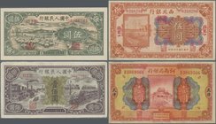 China: Collectors album with 35 with a lot of private and regional issues for example 5 and 100 Yuan Peoples Republic 1948 P.802, 807 (UNC, VF), 5 Yua...
