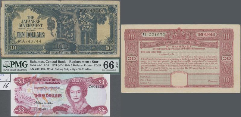 Alle Welt: Lot with 28 banknotes including Malaya - Japanese Government 3x 10 Do...