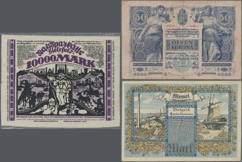 Alle Welt: Album with 112 banknotes from different countries and Notgeld for exa...