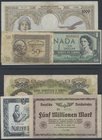 Alle Welt: Small box with about 55 banknotes Germany with banknotes from the 1920's and up, some from German Railroad and another part of world bankno...