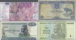 Africa: Collectors book with 134 Banknotes and 8 promotional notes from Zambia, Zimbabwe and 8 promotional notes with many complete series, comprising...