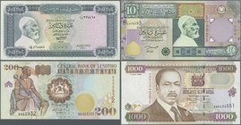 Africa: Collectors book with 81 Banknotes from Kenya, Lesotho, Libya and Liberia with many complete series, comprising for example Kenya 20 Shillings ...