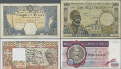 Africa: Collectors book with 97 Banknotes from French West Africa, Ivory Coast, Burkina Faso, Senegal, Guinea-Bissau and zairewith many complete serie...