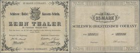 Deutschland - Altdeutsche Staaten: Schlesw.Holst. Kassen-Schein 10 Thaler 1848, PiRi A490, sehr saubere Gebrauchserhaltung ohne große Beschädigungen, ...