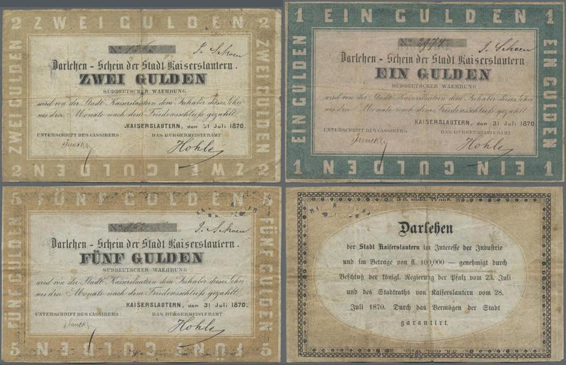 Deutschland - Altdeutsche Staaten: Stadt Kaiserslautern 1, 2 und 5 Gulden 1870, ...