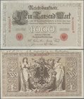 Deutschland - Deutsches Reich bis 1945: 1000 Mark 1896 MUSTER, Ro.16P mit KN 000000B und Perforation ”Druckprobe”, handschriftliche Vermerke des Druck...