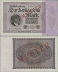 Deutschland - Deutsches Reich bis 1945: 100.000 Mark 1923 MUSTER, Ro.82M, mit KN A00000000 und rotem Überdruck ”Muster” in kassenfrischer Erhaltung: U...