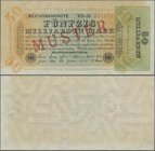 Deutschland - Deutsches Reich bis 1945: 50 Milliarden Mark 1923 Muster aus laufender Serie mit KN 014155, Fz. WB und rotem Überdruck ”Muster”, Ro.117b...