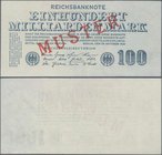 Deutschland - Deutsches Reich bis 1945: 100 Milliarden Mark Muster aus laufender Serie, Ro.123M mit rotem Überdruck ”Muster” in kassenfrischer Erhaltu...