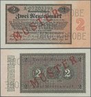 Deutschland - Deutsches Reich bis 1945: 2 Rentenmark 1923 Muster, Ro.155M, roter Überdruck ”Muster”, KN A07203398 und dreifacher Perforation ”Druckpro...