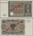 Deutschland - Deutsches Reich bis 1945: 50 Rentenmark 1934 ”Freiherr vom Stein” Muster, Ro.165M mit KN A0000000, rotem Überdruck ”Muster” und zweifach...
